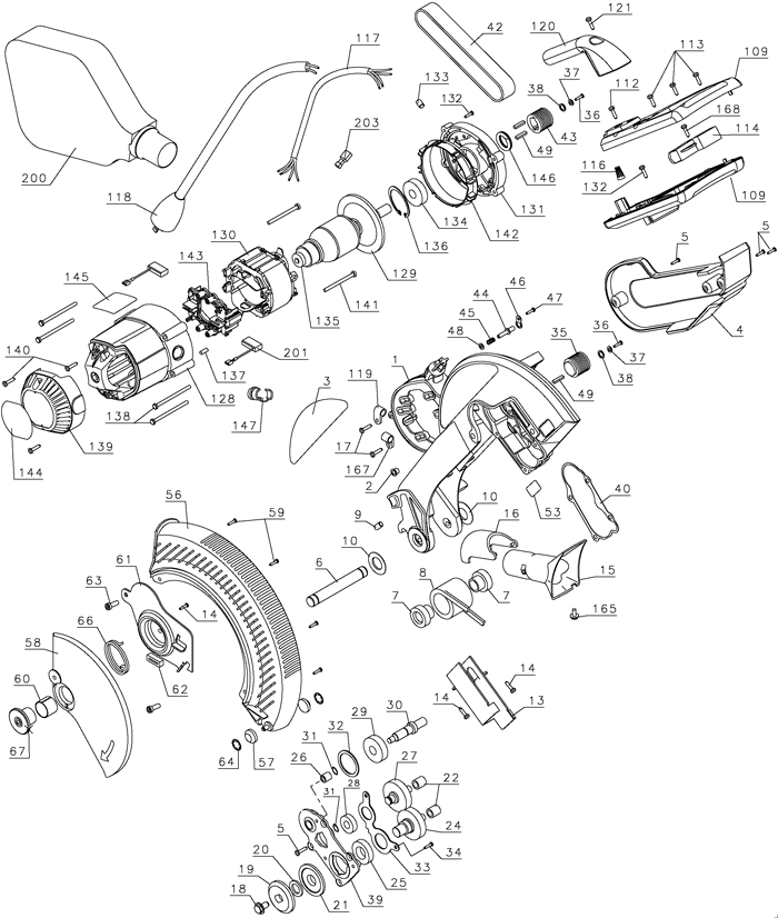 DeWALT DW706 12 Dual Bevel Miter Saw Parts (Type 1)