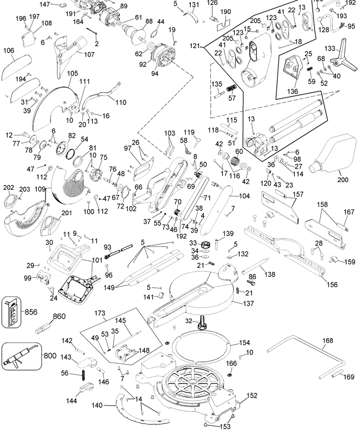 DeWALT DW708 Crosscut Miter Saw Parts (Type 4)