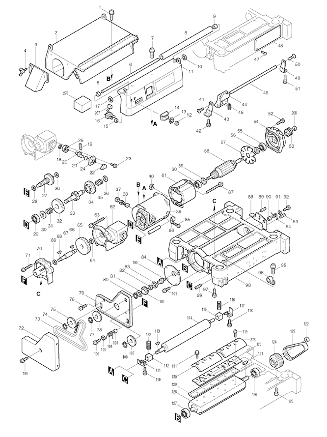 Makita 2030N Instruction and Parts Manual 1991 Planer Jointer 
